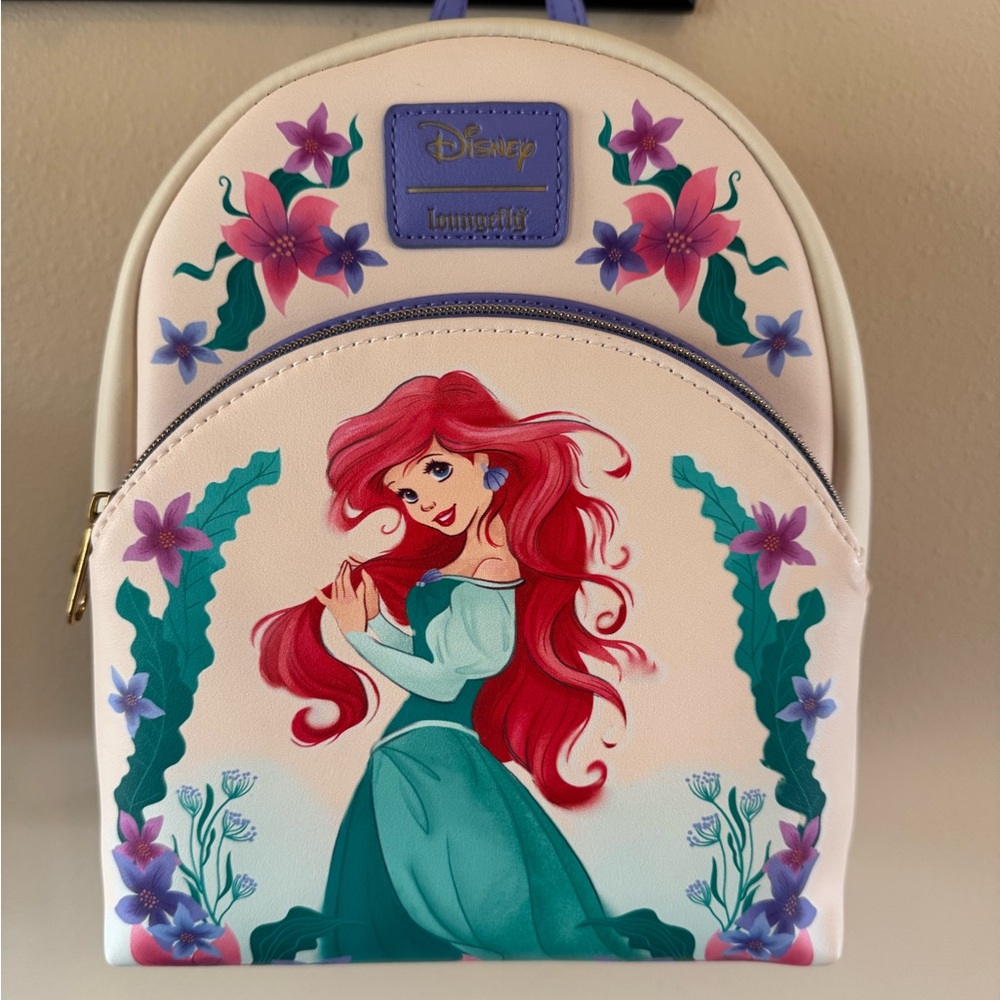 Loungefly Disney Ariel Backpack - Cream and Purple